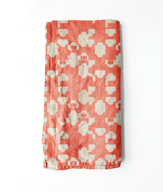 100% Linen Tea Towel - Tomato