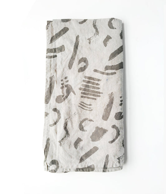 100% Linen Tea Towel - Watercolor Charcoal